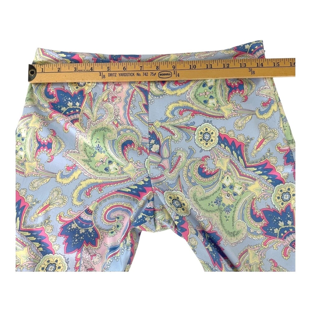 Lauren Ralph Lauren Pants 6P Blue Paisley Petite Ankle Crop Side Zip Cotton Blen - Picture 5 of 7